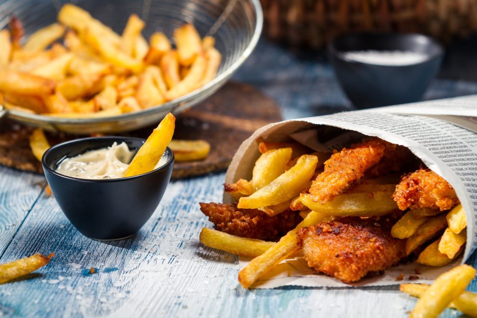 Closeup of homemade Fish & Chips